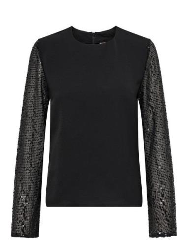 Onlthalia Life Ls Sequins Mix Top Wvn Tops Blouses Long-sleeved Black ...