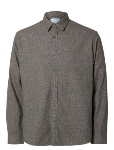 Slhreg-Owen Flannel Mix Shirt Ls Tops Shirts Casual Grey Selected Homm...