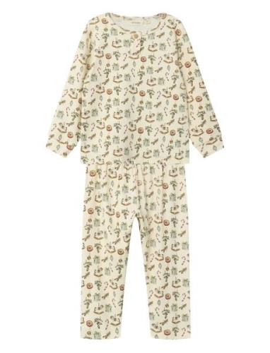 Nmngio Ls Nightset Lil Pyjamasetti Pyjama Cream Lil'Atelier