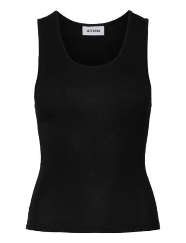 Smooth Fitted Tank Top Tops T-shirts & Tops Sleeveless Black Weekday