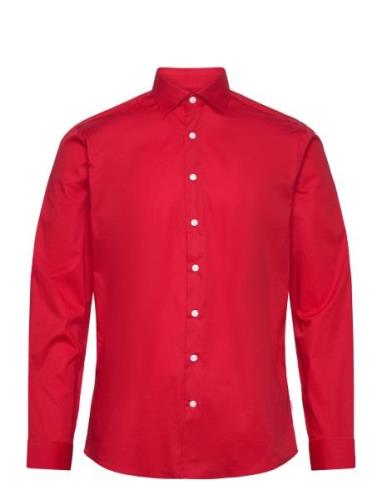 Aop Christmas Shirt L/S Tops Shirts Business Red Lindbergh