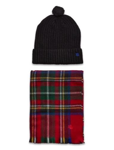 Logo Jacquard Scarf & Beanie Set Accessories Headwear Beanies Red Laur...