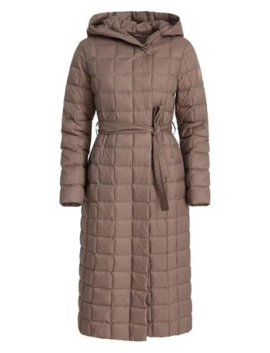 Hooded Down Coat, Maeko Topattu Pitkä Takki Brown Ivo Nikkolo