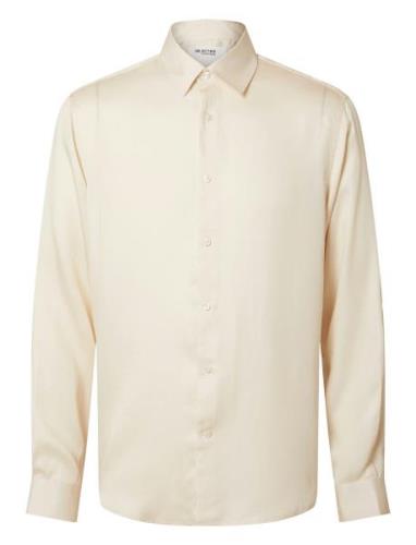 Slhrelaxcharlie Satin Ls Shirt Tops Shirts Casual Cream Selected Homme