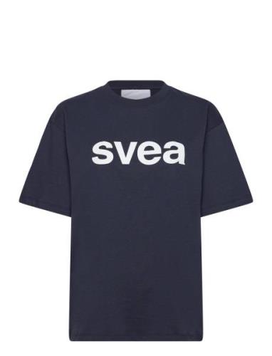 Swaustin Boxy Logo Ss T-Shirt Tops T-shirts & Tops Short-sleeved Navy ...