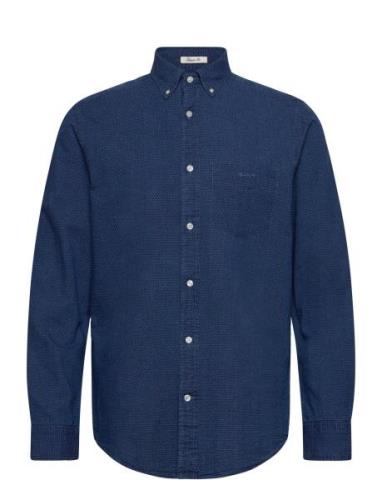 Reg Indigo Dot Shirt Tops Shirts Casual Blue GANT