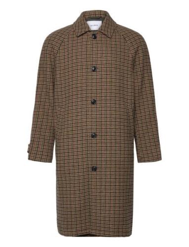 Michael Houndstooth Wool Coat 3.0 Villakangastakki Pitkä Takki Brown L...