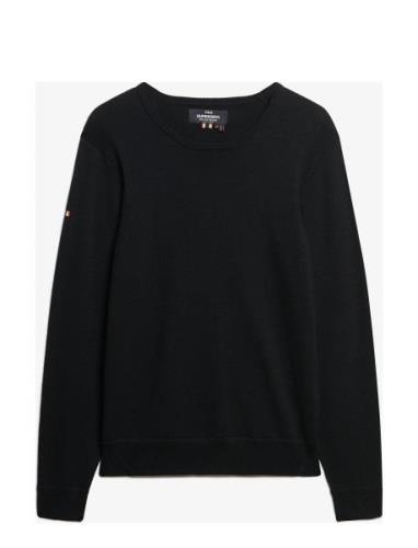 Merino Crew Jumper Tops T-shirts Long-sleeved Black Superdry