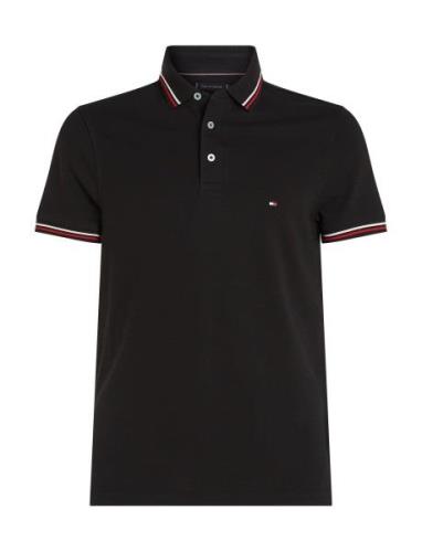 Tipped Slim Fit Polo Tops Polos Short-sleeved Black Tommy Hilfiger