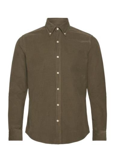 Douglas Cord Shirt-Slim Fit Tops Shirts Casual Khaki Green Morris