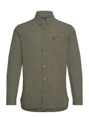 Grid Check Shirt Tops Shirts Casual Green Fred Perry