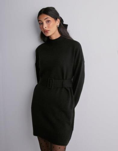 Only - Musta - Onlbella Ls Belt Dress Ex Knt