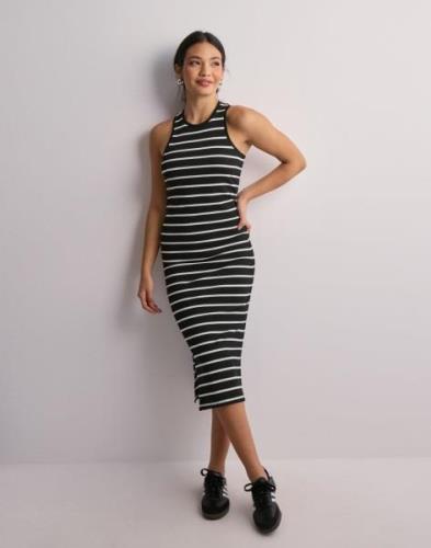 Only - Musta - Onlbelfast Stripe S/L Mididress Jrs