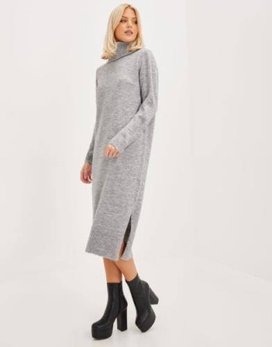 Only - Harmaa - Onlbrandie L/S Roll Neck Dress Knt