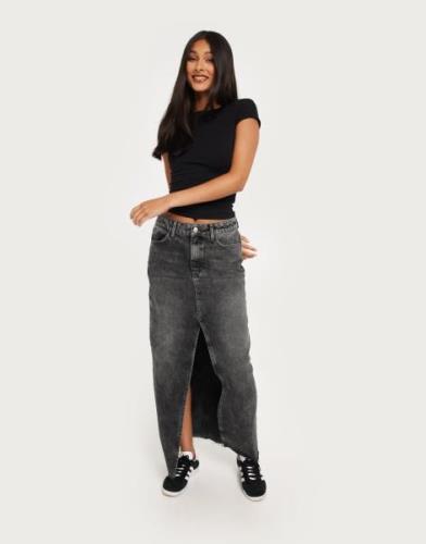 Nelly - Harmaa - Long Denim Skirt