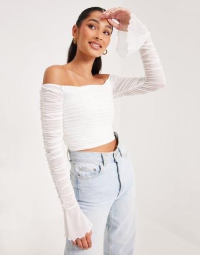 Nelly - Valkoinen - Off Shoulder Mesh Top