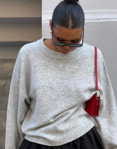 Nelly - Harmaa - Sleeve Focus Knit Sweater