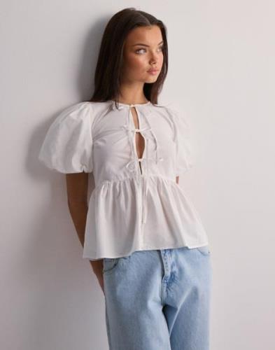 Nelly - Valkoinen - Bow Puff Sleeve Blouse