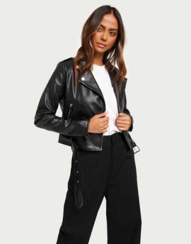 Nelly - Musta - Classic PU Biker Jacket