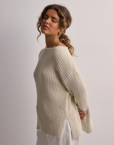 Gina Tricot - Beige - Knitted boatneck sweater