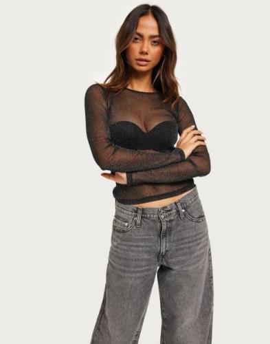 Nelly - Musta - Sparkle Mesh LS Top