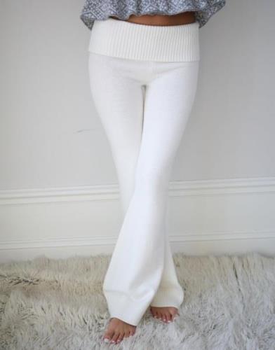 Nelly - Valkoinen - Tight Rib Knit Pants