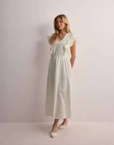 Selected Femme - Valkoinen - Slfhillie Ss Ankle Linen Dress B