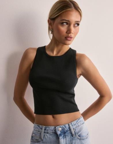 Vero Moda - Musta - Vmginny Sl O-Neck Crop Top Noos