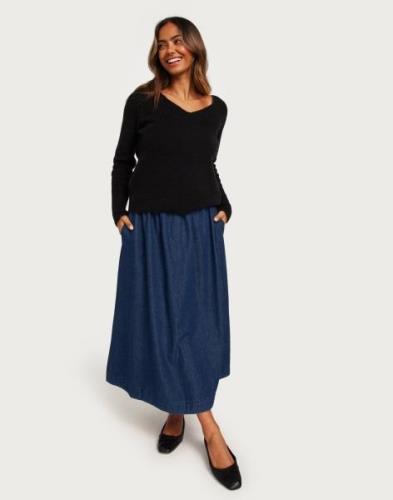 Only - Sininen - Onlcamilla Hw Long Dnm Skirt Mae