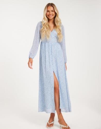 Only - Sininen - Onlamanda L/S Long Dress Cs Ptm