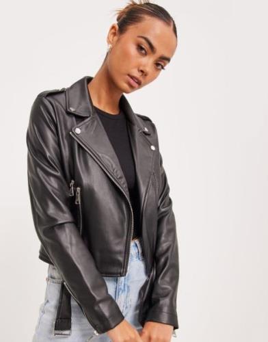 Nelly - Musta - Classic PU Biker Jacket