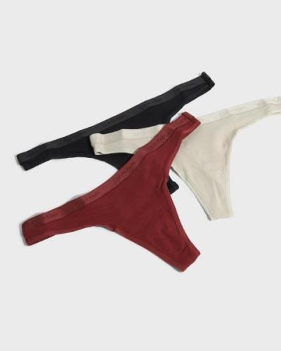 Calvin Klein Underwear - Punainen - Thong 3PK