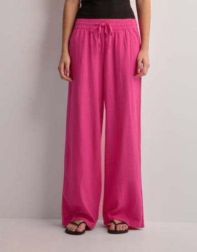 JDY - Vaaleanpunainen - Jdysay Hw Linen Wide Pant Wvn Noos