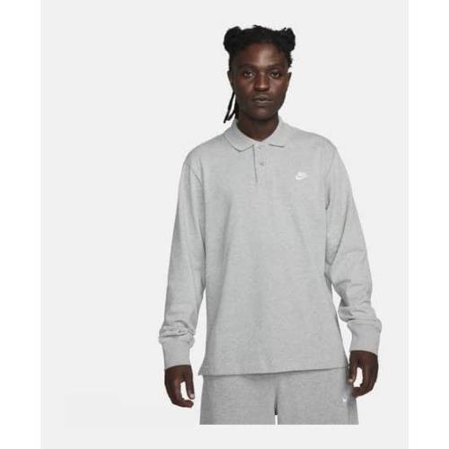 Nike Club Men's Long-Sleeve Knit Po DK GREY HEATHER/WHITE